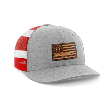2nd Amendment AR15 Leather Patch Hat Hat Greater Half Heather Grey/Flag